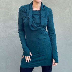 Texture cowl tunic - teal